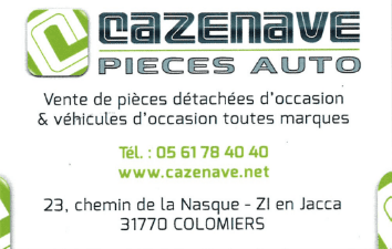 Carte de visite Cazenave Pièces Auto aux couleurs vertes